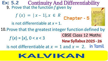 Cbse Class 12 Continuity And Differentiability Exercise 5.2 Question 9 & 10 in Tamil by Kalvikan
