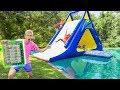 LAST TO LEAVE WATERSLIDE WINS $1 MILLION UNBREAKABLE BOX!! (Pond Monster Spotted Hiding)