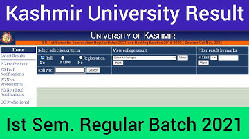 BG Ist Semester Regular 2021 Result Out || Kashmir University Latest Update
