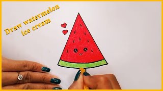 how to draw watermelon ice cream | easy ice cream drawing | Jack's Creations