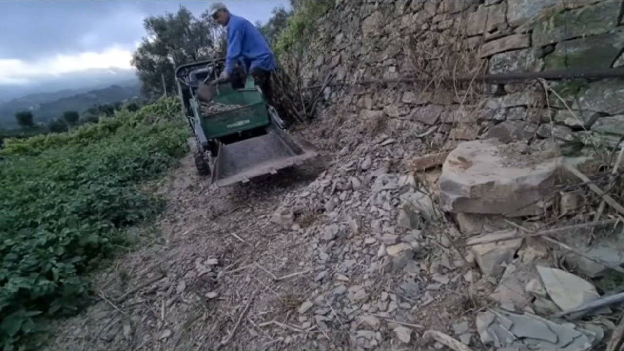 motocarriola cingolata da scavo si carica l'armeleo