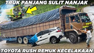 Abaikan Instruksi PKJR Truk Panjang Kewalahan di Sitinjau Lauik, Minibus Rusak Berat Siap Kecelakaan