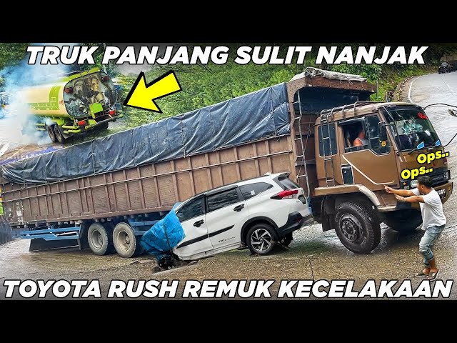 Abaikan Instruksi PKJR Truk Panjang Kewalahan di Sitinjau Lauik, Minibus Rusak Berat Siap Kecelakaan class=