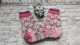 картинка: Вязанные носки с жаккардом,часть №2/#вязание#молодой_блогер#вязание носков#