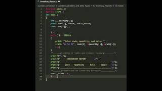#shorts #rookieprogrammer Inventory Report using C