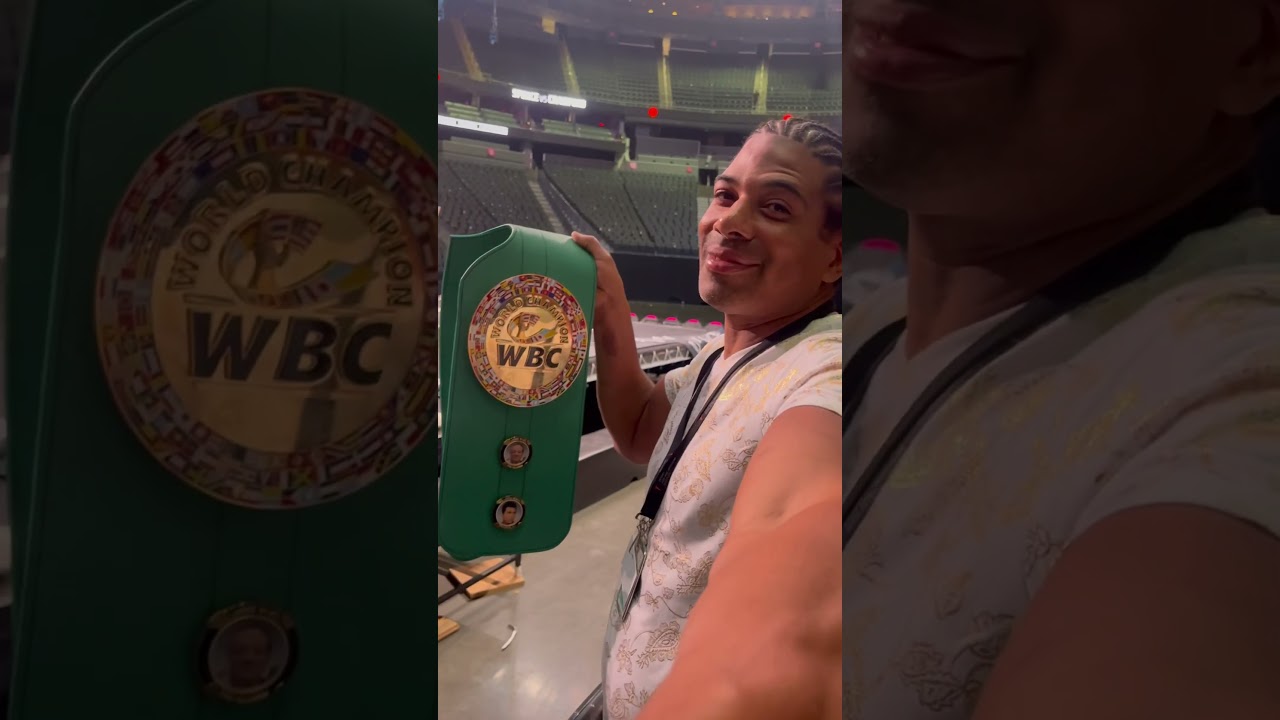 Grabbing the WBC championship belt after the Crawford Spence fight… 