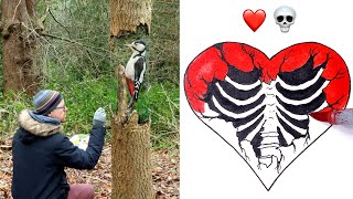 How to Draw - Woodpecker Tree Illusion Art & Painting Tips