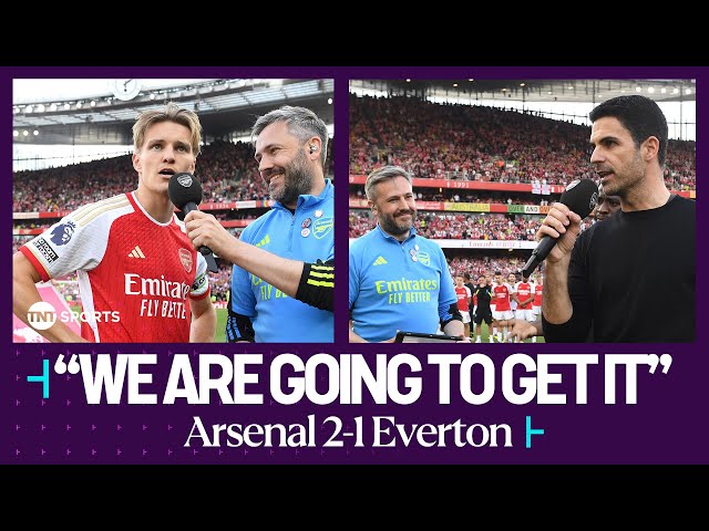 Mikel Arteta u0026 Martin Odegaard address the Arsenal crowd after Premier League title heartbreak 💔🔴 class=