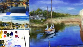 Painting a Harbor in Cape Cod  Part 1  Blocking In