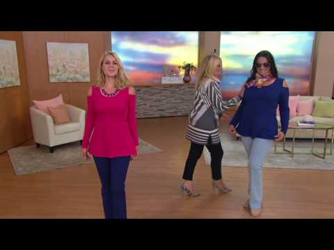 Isaac Mizrahi Live! Cold Shoulder Scoop Neck Peplum Top on QVC