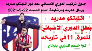 ترتيب الدوري الاسباني وترتيب الهدافين الجولة 38 اليوم السبت 22-5-2021- فوز اتليتكو مدريد بالدوري ??