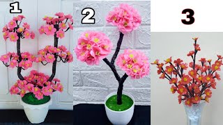 DIY 3 Model Cara Merangkai Bunga Sakura Plastik Kresek !