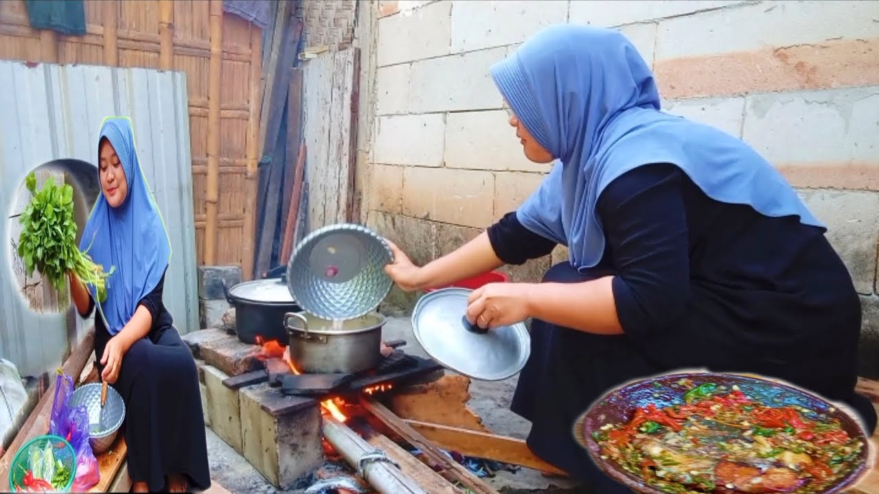 Masak sayur bening bayem sama ikan tongkol asap || menu sederhana