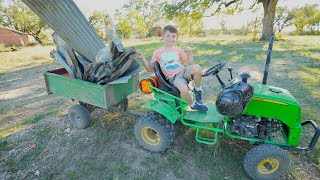 Hudson finds lost tools digging in the dirt | Tractors for kids