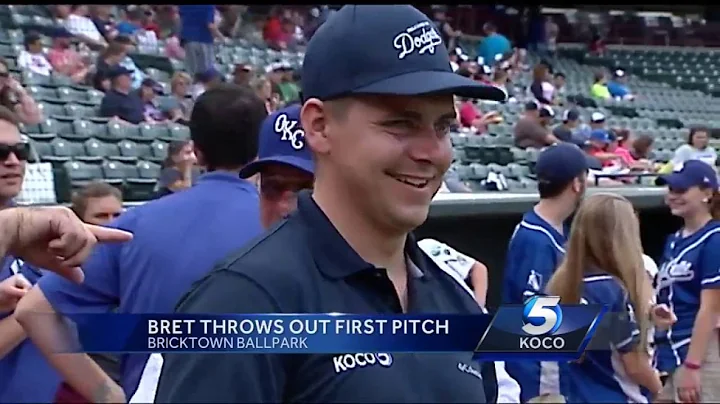 KOCOs Bret Buganski tosses strike before Dodgers g...