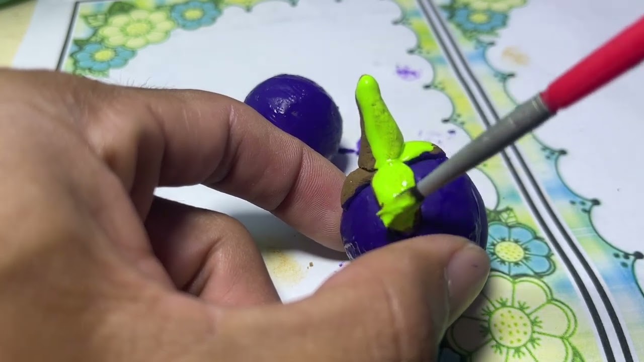 MAKING MANGOSTEENS WITH CLAY 🍈 | EASY MINIATURE FRUIT SCULPTING TUTORIAL