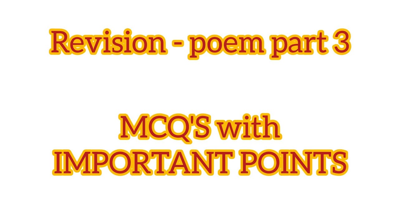POEMS REVISION- PART 3 MCQ'S with IMPORTANT POINTS #hsaenglish 