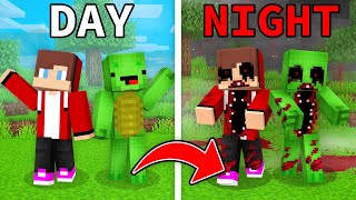 JJ and Mikey DAY VS NIGHT Scary Battle Challenge - Maizen Parody Video in Minecraft