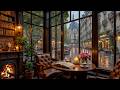Peaceful Coffee Shop Vibes ☕ Rain Sounds, Soft Jazz &amp; Fireplace Ambience for Focus &amp; Relaxation