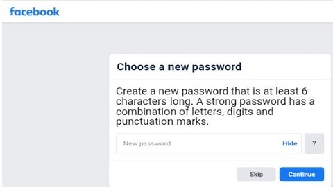 Facebook Create a new password with at least 6 characters numbers,letters and punctuations marks
