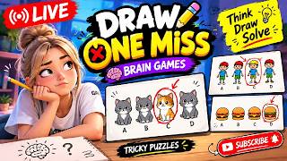 🔴 DRAW ONE MISS LIVE 🧠✏️ | Brain Games & Tricky Puzzles 😱 | Gameplay #live screenshot 4