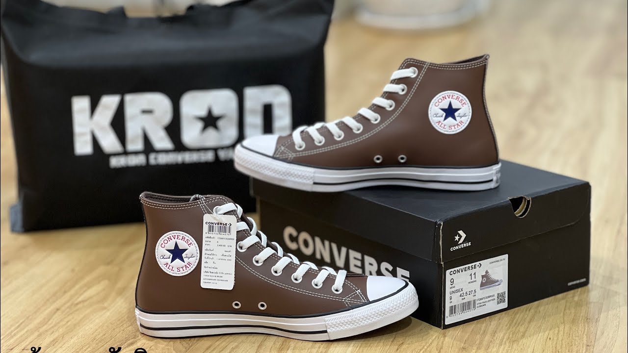 Converse Star CTAS FAUX Leather Hi Brown ราคา 2,400-. - YouTube