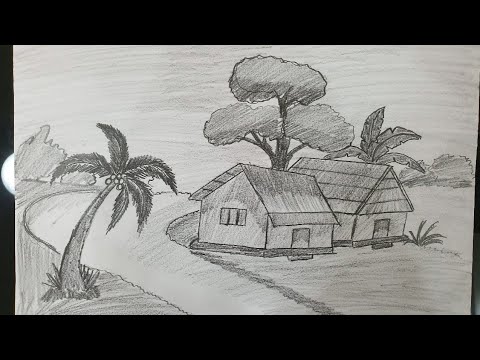 Cách Vẽ Tranh Phong Cảnh 4 bằng bút chì - How to Draw Landscape #4 with  pencil l Kim Chi Art & Draw - YouTube