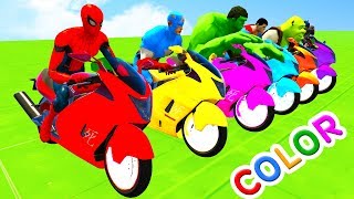 Learn Colors for Kids Motorcycles w Superheroes Fun Cartoon 3D Babies Animation