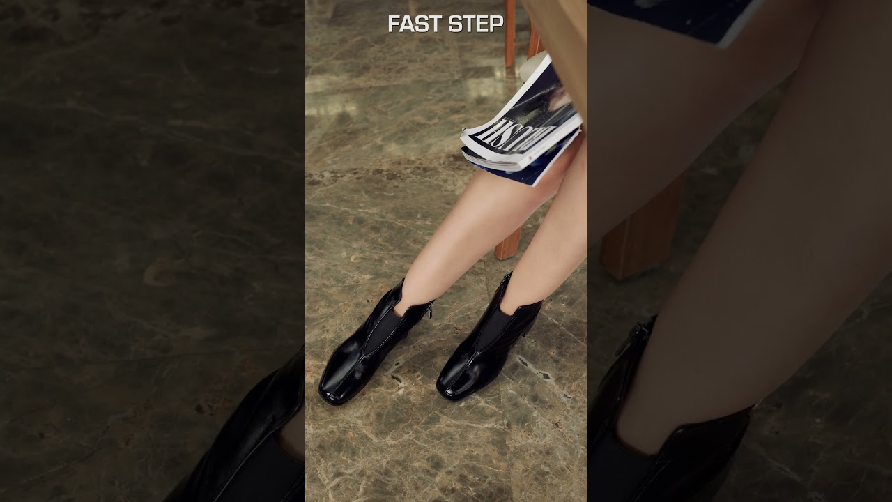 FAST STEP I 064SZA263 (Siyah Kırışık Kadın Kalın Topuklu Bot)