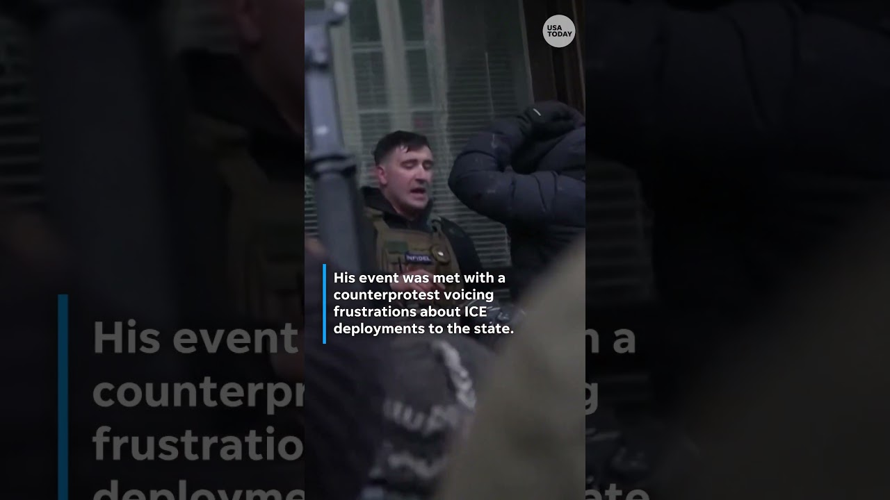 Conservative influencer Jake Lang escorted from Minneapolis protest