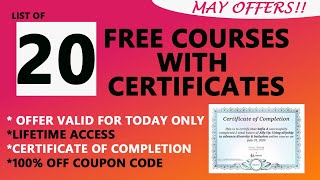 List of 20 Free Online Courses with Certificates |100 % Off Coupon Code #mayoffers #freecourses screenshot 3