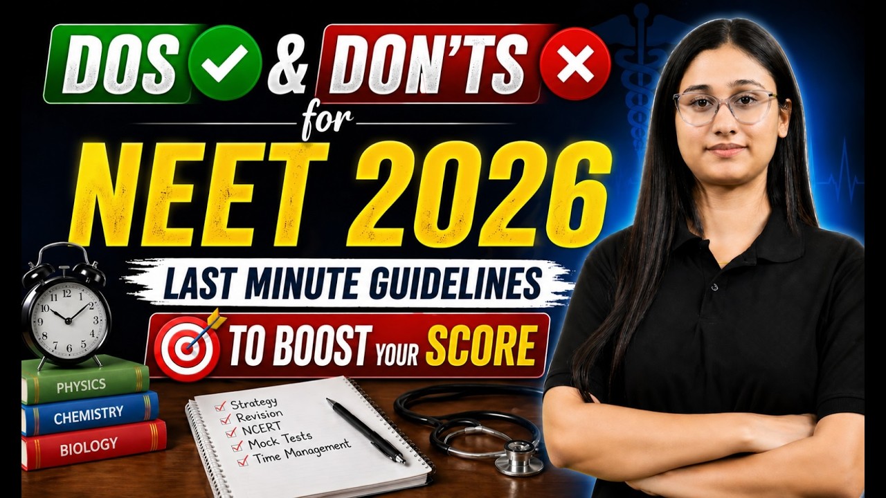 Dos & Don'ts for NEET 2026 | Last Minute Guidelines to Boost Your Score ...