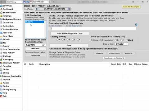 Adding ICD Codes for Patient