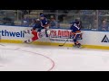 Alex romanov hits vincent trocheck jimmy vesey takes exception