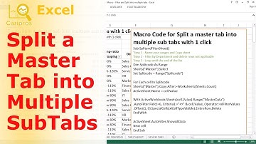Split a Master Spreadsheet into Multiple Sheets with 1 click - VBA for Beginner