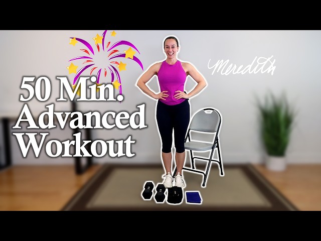 50 Min Advanced Full Body Workout | No Squats, Lunges or Floor Work | Optional Weights & Bands
