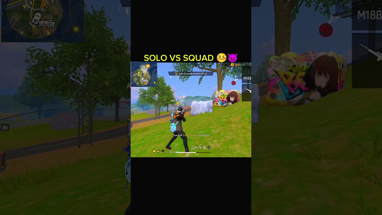 free fire solo vs squad full 1vs4 rash# gameplay hard lobby 💪 ll self