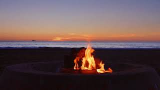 Oceanic Ember: Mesmerizing Hour-Long Pit Fire by the Ocean in 4K