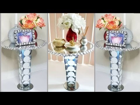 glam-mirror-side-table-using-wire-brushes|-small-space-solution-using-mostly-dollar-tree-items!