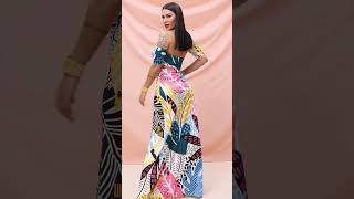 Tropical Vibes Off-Shoulder Set Colorful High Slit Skirt Look