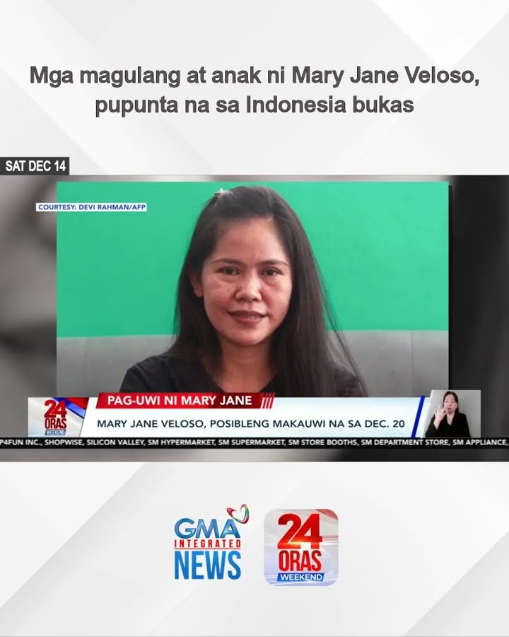 Mga magulang at anak ni Mary Jane Veloso, pupunta na sa Indonesia bukas | 24 Oras Weekend