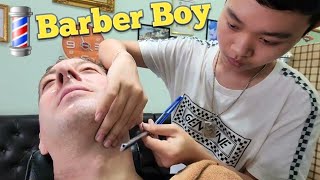 💈BARBER BOY Got KILLER RAZOR SKILLS to MAKE IT! 🇹🇭 (Unintentional ASMR)
