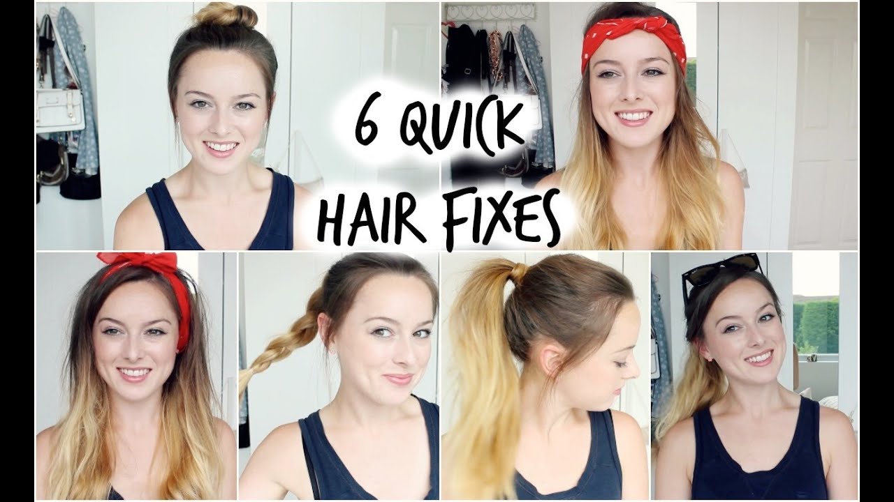 RUNNING LATE! 6 QUICK HAIR FIXES - NO HEAT - YouTube