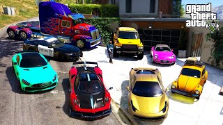 GTA 5 - Stealing TRANSFORMERS Movie All Vehicles with Franklin! (Real Life Cars #100)