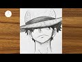 How to draw Monkey D. Luffy || Anime character drawing || Easy anime drawing for beginners