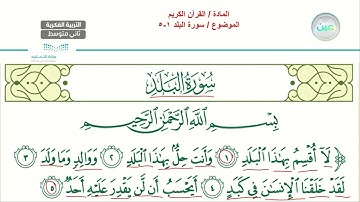 سورة البلد(1) - تربية إسلامية - ثاني متوسط فكري