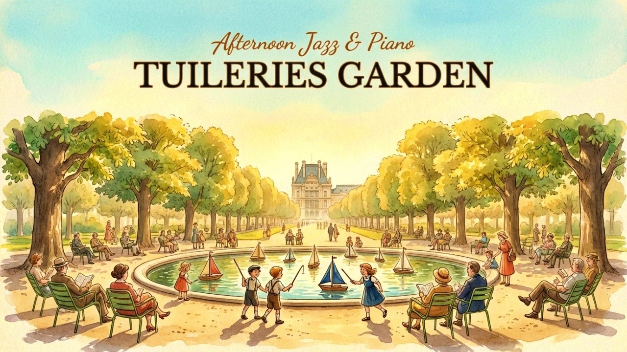 TUILERIES GARDEN 🌳 French Instrumental Music — Relaxing Afternoon Jazz | Afternoon at the Louvre