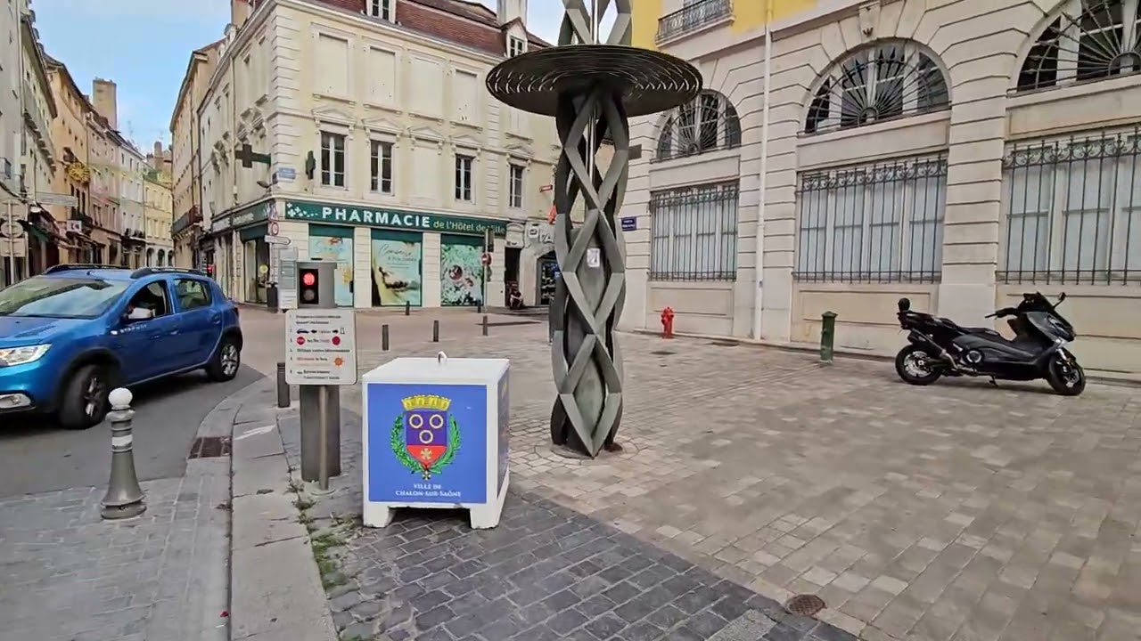 Chalon sur Saone, France: The river, city hall and pedestrian zone