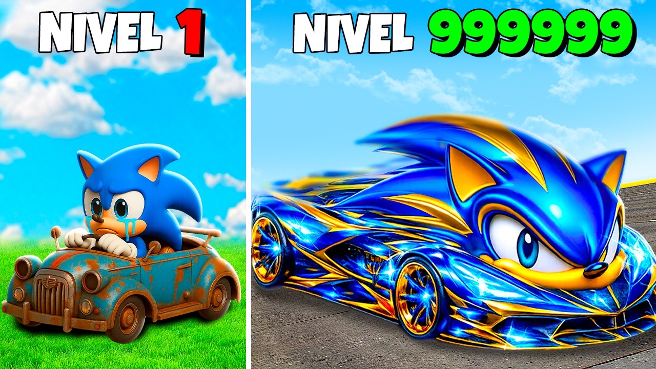 DE COCHE de SONIC NIVEL 1 a NIVEL 1.000.000 en GTA 5 !! (Sonic Movie mod)