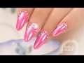 Pink Gel Chrome Bling Nails